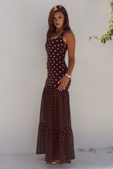 Tillie Maxi Dress - Choc/Lemon Polka
