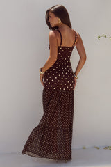 Tillie Maxi Dress - Choc/Lemon Polka