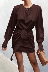 Hallie Mini Dress - Chocolate