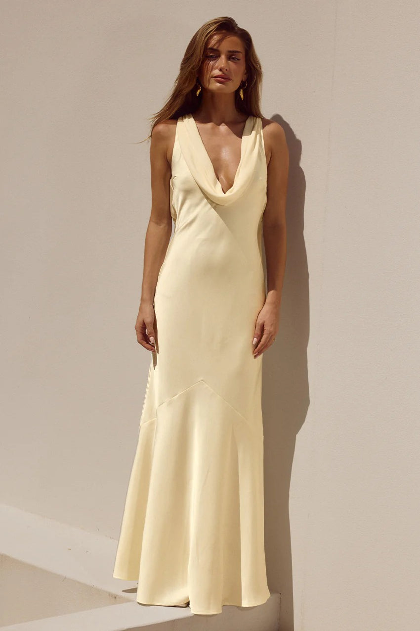 Gabriella Cowl Maxi Dress - Lemon