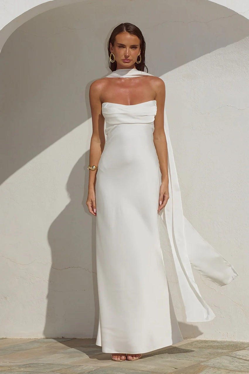 Madeleine Strapless Maxi Dress - Pearl
