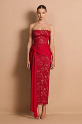 Nookie Ever After Strapless Midi Dress - Red