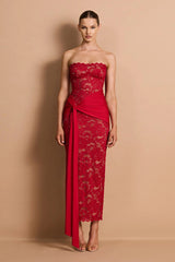Nookie Ever After Strapless Midi Dress - Red