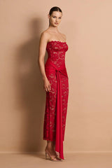 Nookie Ever After Strapless Midi Dress - Red