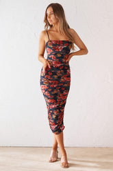 Sienna Midi Dress - Black Floral