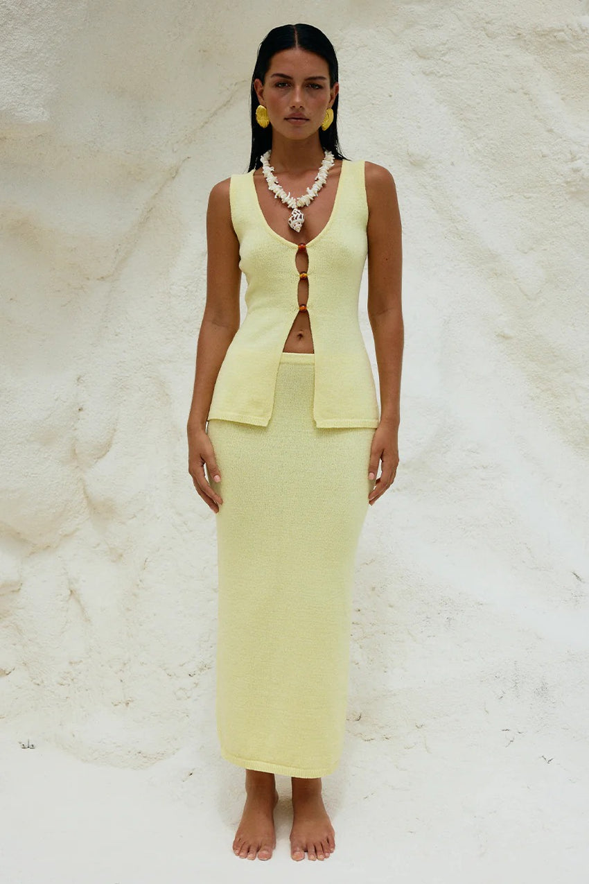 Nadina Midi Skirt - Lemon