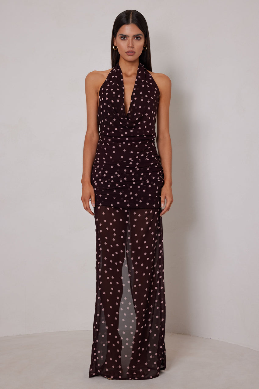 Mena Dress - Choc/Pink