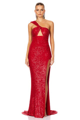 Nookie Therese Sequin Gown - Scarlet Red