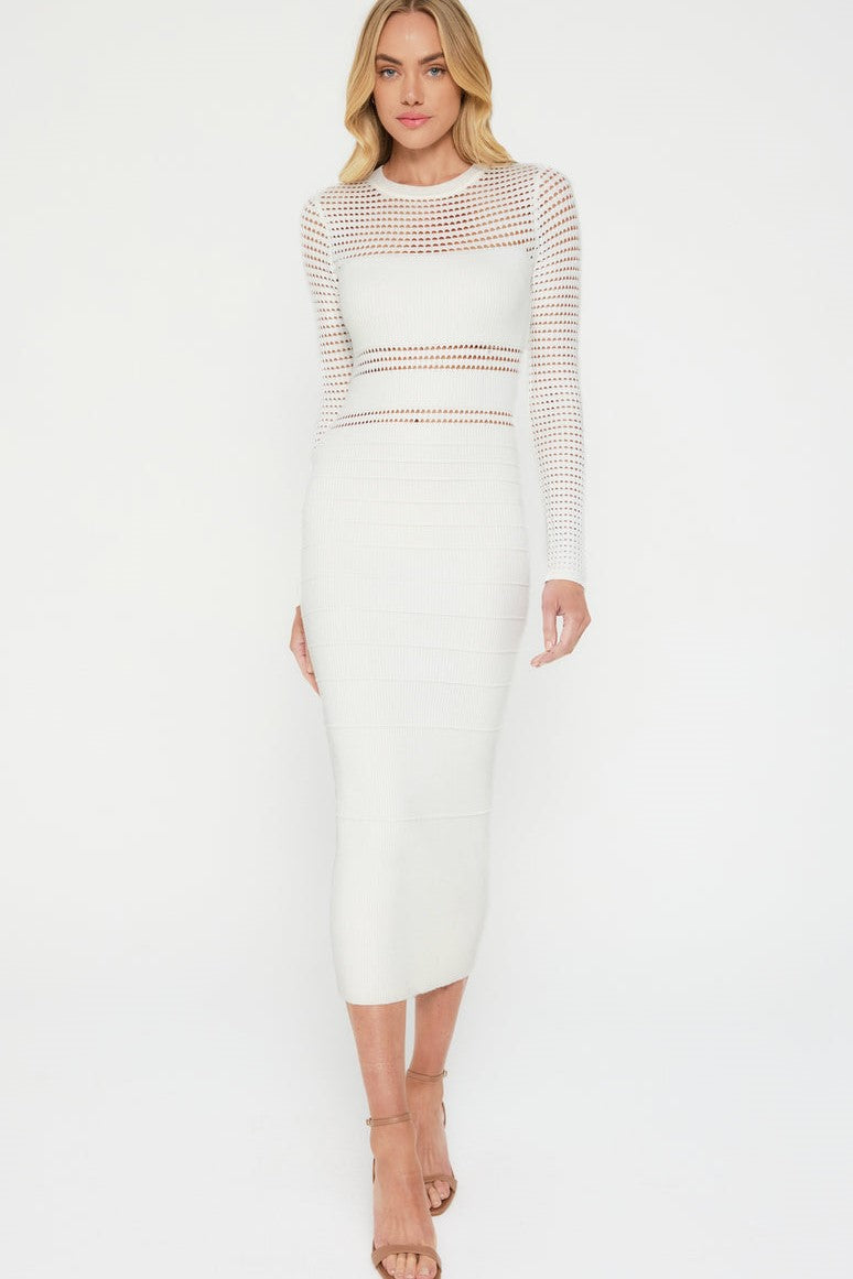 Jessa Crochet Midi Dress - White