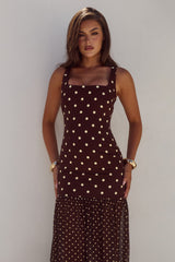 Tillie Maxi Dress - Choc/Lemon Polka