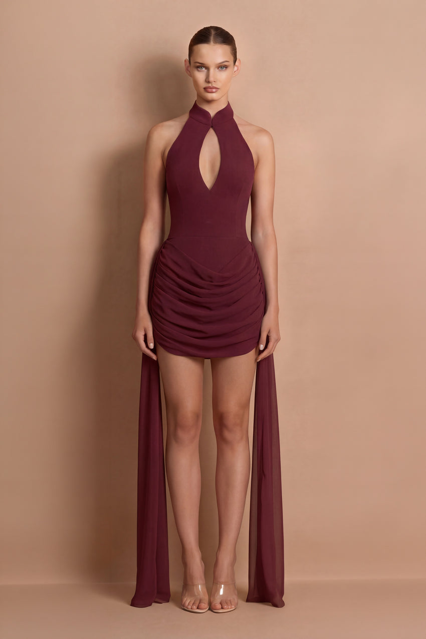 Nookie Yasmine Halter Mini Dress - Wine