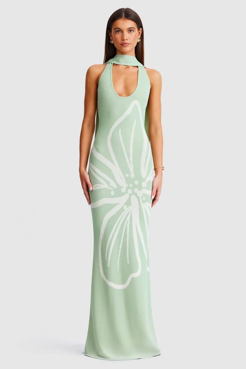 Jemima Halterneck Maxi Dress - Sage