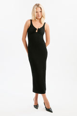Mason Ribbed Midi Dress - Black