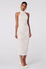 Nookie Alessia High Neck Midi Dress - Ivory