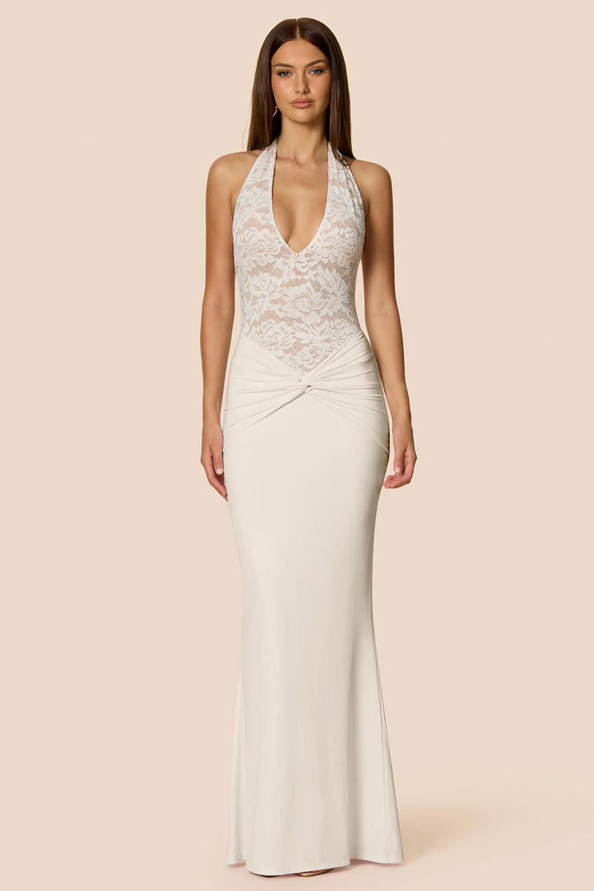 Nookie Lennox Halter Gown - White