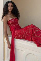 Nookie Ever After Strapless Midi Dress - Red