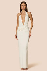 Nookie Leonie Halter Maxi Dress - Rice