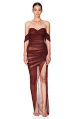 Nookie Dita Mesh Gown - Chocolate/Nude
