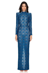 Nookie Roxana Long Sleeve Gown - Teal